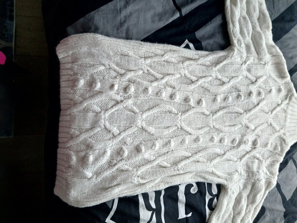 H&M  beyaz Örgü Bohem Kadın Kazak - Görsel 5