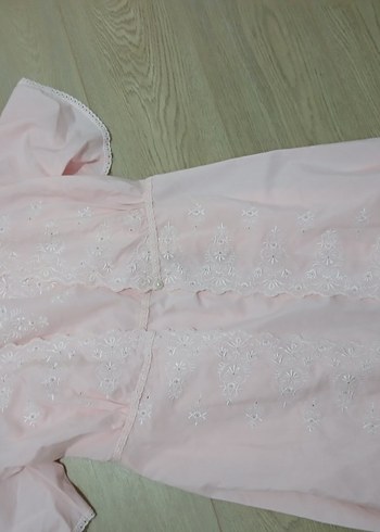 Nakışlı Pembe Vintage Uzun Kadın Sabahlık - Görsel 6