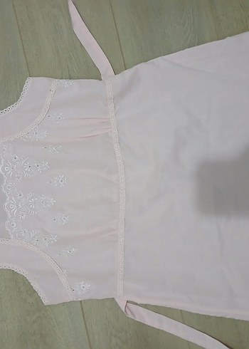 Nakışlı Pembe Vintage Uzun Kadın Sabahlık - Görsel 5