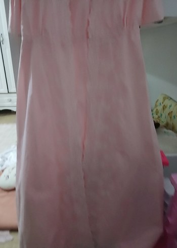 Nakışlı Pembe Vintage Uzun Kadın Sabahlık - Görsel 8