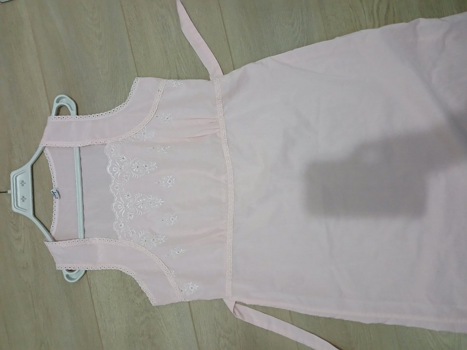 Nakışlı Pembe Vintage Uzun Kadın Sabahlık - Görsel 5