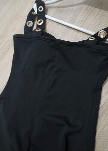 Siyah Düğmeli V Yaka Uzun Abiye Elbise - Görsel 9