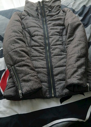 Gri Fermuarlı Kadın Kışlık Mont - Görsel 4