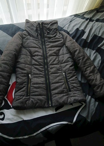 Gri Fermuarlı Kadın Kışlık Mont - Görsel 2