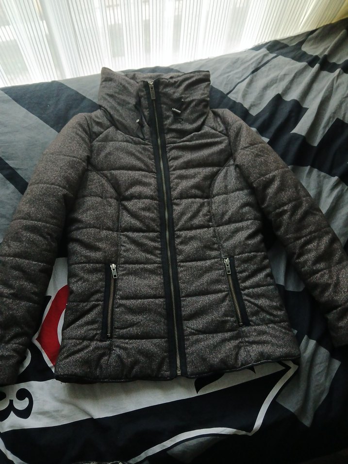 Gri Fermuarlı Kadın Kışlık Mont - Görsel 3