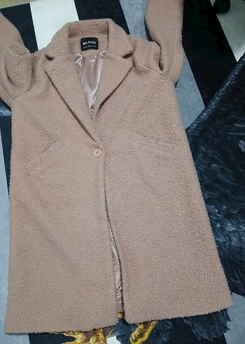 Bej Düğmeli Uzun Kadın Kaban - Görsel 8