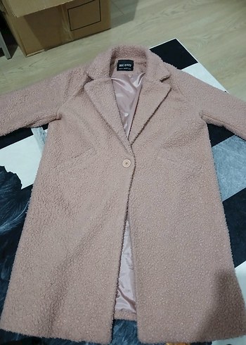 Bej Düğmeli Uzun Kadın Kaban - Görsel 9