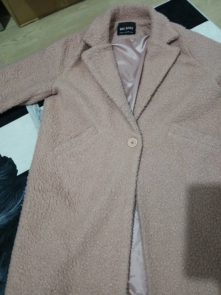 Bej Düğmeli Uzun Kadın Kaban - Görsel 3