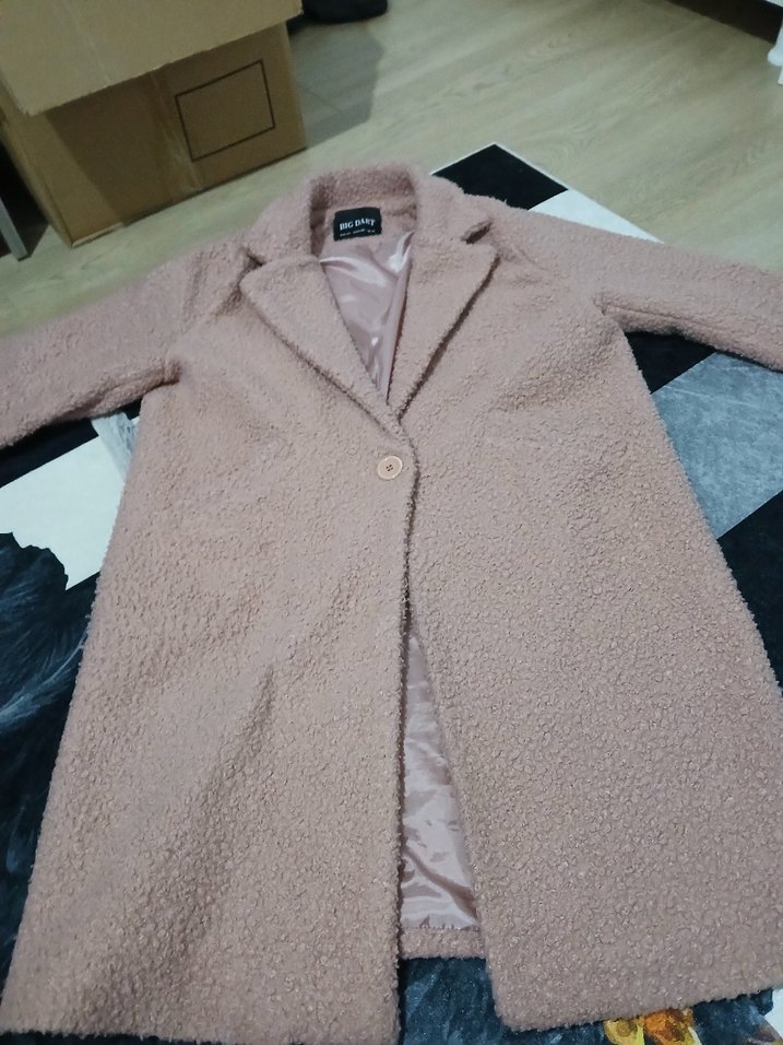 Bej Düğmeli Uzun Kadın Kaban - Görsel 2