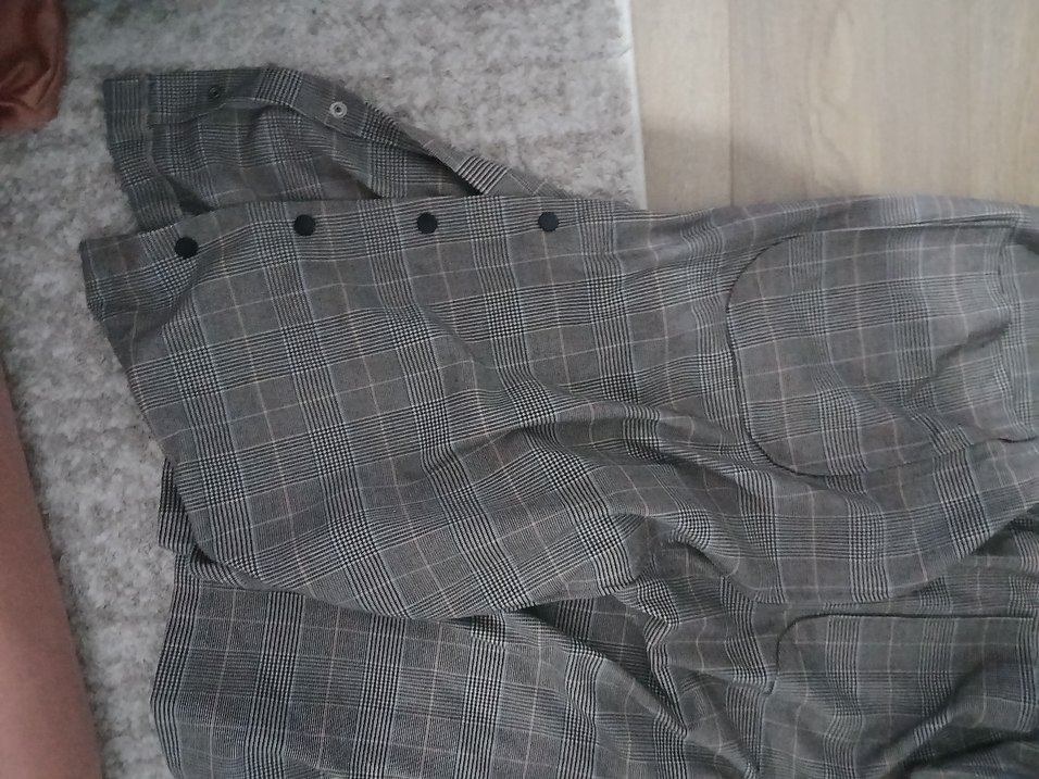 Düğmeli Gri Uzun Keten Kadın Kaban - Görsel 4