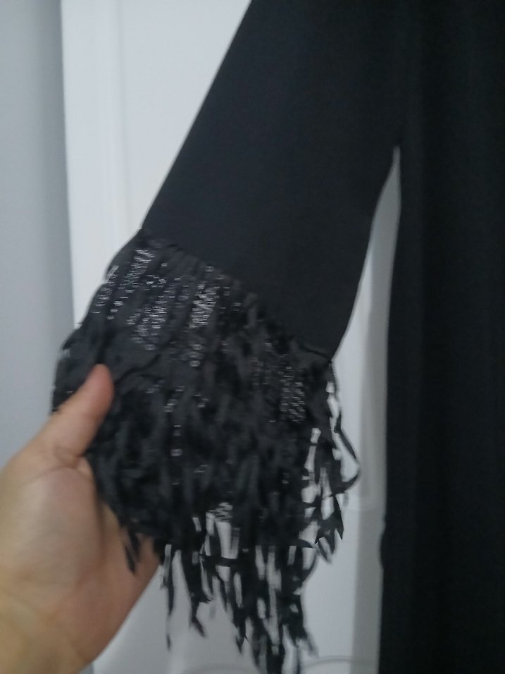 Siyah Uzun Kollu Gotik Salaş Elbise - Görsel 3