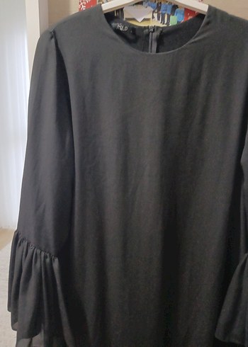 Siyah Uzun Kollu Fırfırlı Uzun Elbise - Görsel 5