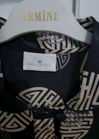 Siyah Desenli Uzun Kollu Kadın Gömlek - Görsel 7