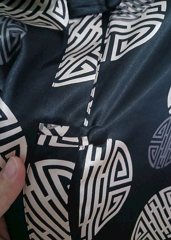 Siyah Desenli Uzun Kollu Kadın Gömlek - Görsel 4