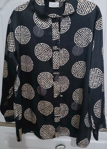 Siyah Desenli Uzun Kollu Kadın Gömlek - Görsel 2