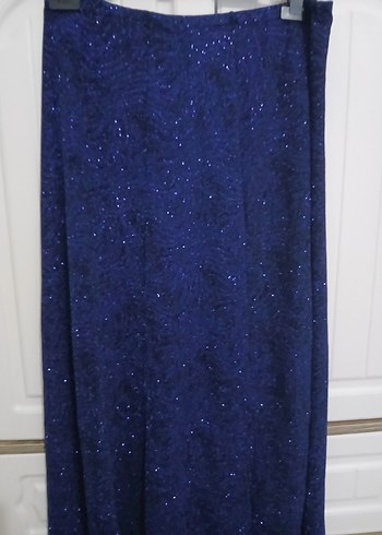 Lacivert Drapeli Uzun Kadın Etek - Görsel 3