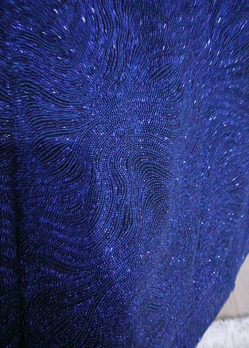 Lacivert Drapeli Uzun Kadın Etek - Görsel 5