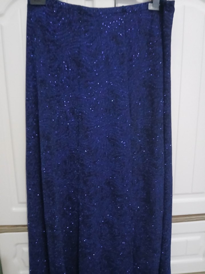 Lacivert Drapeli Uzun Kadın Etek - Görsel 3