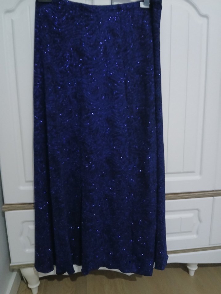 Lacivert Drapeli Uzun Kadın Etek - Görsel 2