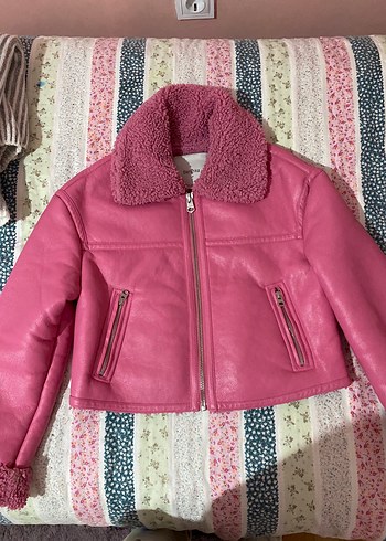 Bershka Canli Pembe Kurklu Deri Ceket