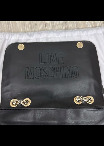  Beden siyah Renk Love Moschino Zincir Detaylı İşlemeli Deri Çanta