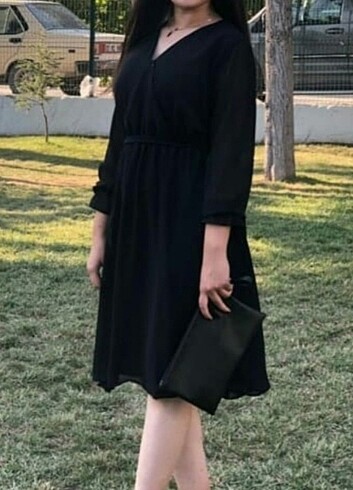 Siyah Kruvaze Elbise