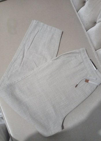 Gri Keten Kumaş Pantolon - Görsel 6