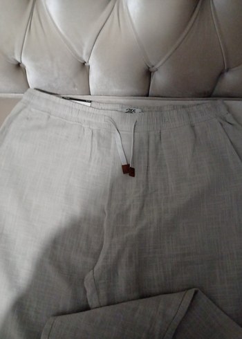 Gri Keten Kumaş Pantolon - Görsel 4