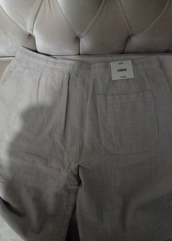 Gri Keten Kumaş Pantolon - Görsel 5