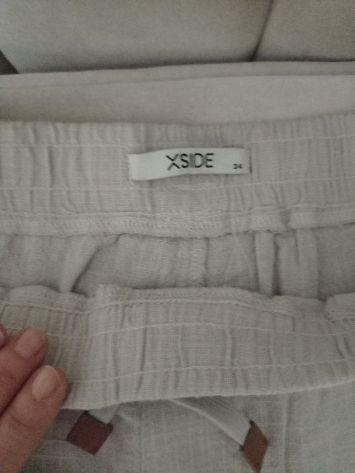 Gri Keten Kumaş Pantolon - Görsel 3