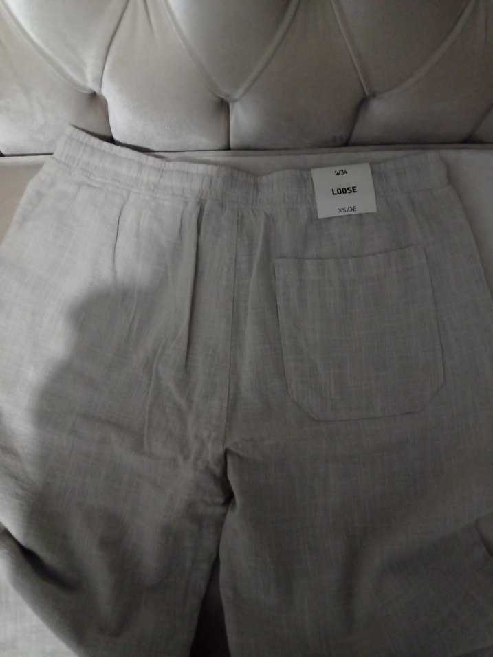 Gri Keten Kumaş Pantolon - Görsel 5