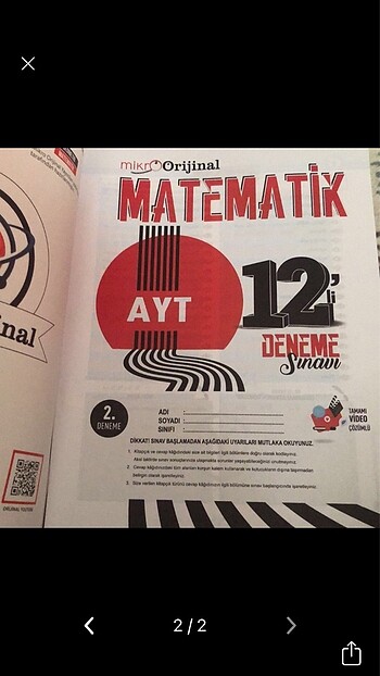  mikro orijinal ayt matematik denemesi