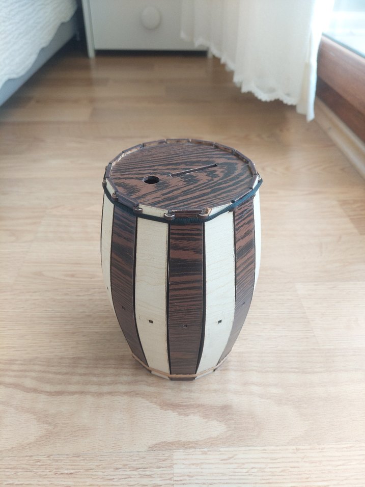 Ahşap Varil Şeklinde Kumbara - Görsel 3