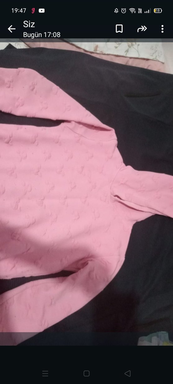 Düğmeli Pembe Boğazlı Sweatshirt - Görsel 2