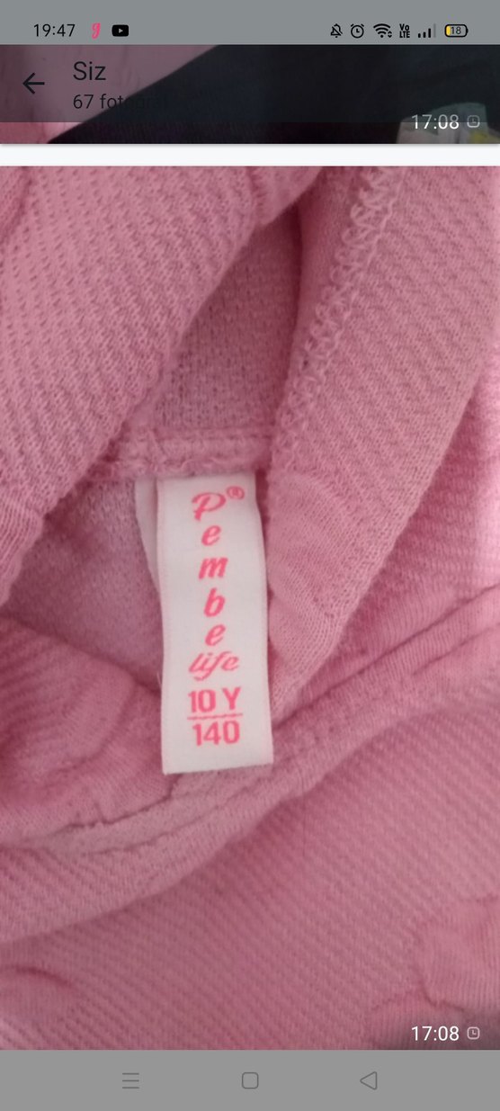 Düğmeli Pembe Boğazlı Sweatshirt - Görsel 3
