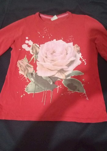 Kız Çocuk Kırmızı Uzun Kollu Baskılı Tişört - Görsel 2