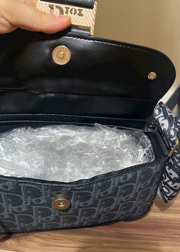 Dior Siyah Baskılı Deri Kadın Çanta