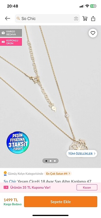 So Chic So chic kolye SIFIR