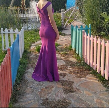 Mor uzun elbise