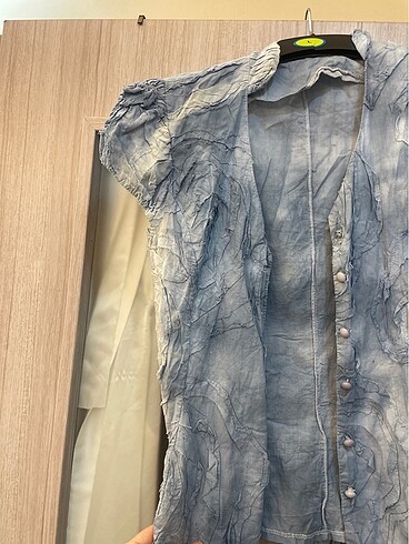 s Beden MAVİ PAMUKLU BATIK DESENLİ TARZ GÖMLEK