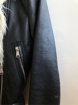 s Beden Mavi Jeans Kürklü Deri Ceket