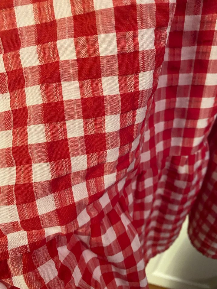 Kırmızı Ekose Düğmeli Midi Bohem Elbise - Görsel 3