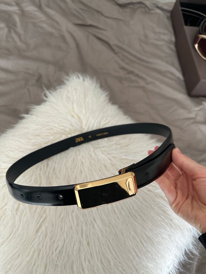 Dikdörtgen Tokalı İnce Deri Kemer - Görsel 2