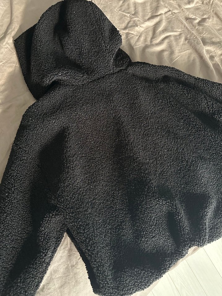 Zara Siyah Kapüşonlu Kadın Yünlü Ceket - Görsel 3