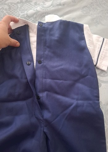 Mavi Düğmeli Kısa Kollu Çocuk Takım Elbise - Görsel 4