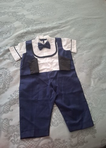 Mavi Düğmeli Kısa Kollu Çocuk Takım Elbise - Görsel 2