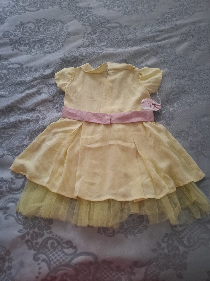 Kız bebek Sarı Fırfırlı Elbise - Görsel 4