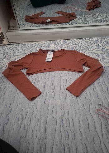 Uzun Kollu, Kısa Kesim Kadın Sweatshirt - Görsel 4