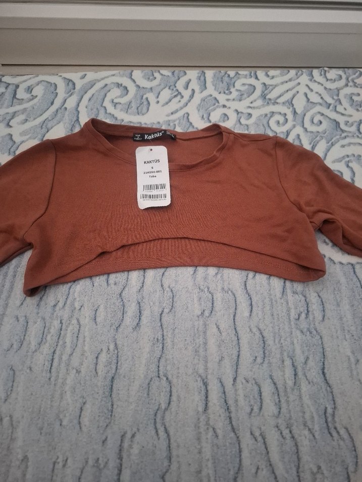 Uzun Kollu, Kısa Kesim Kadın Sweatshirt - Görsel 3