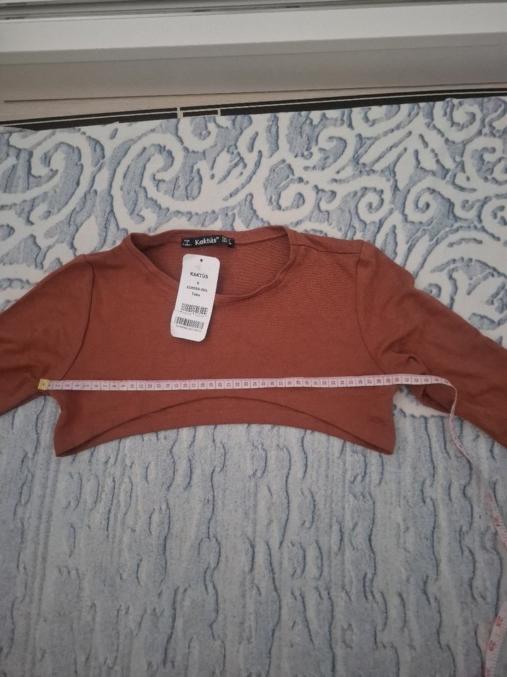 Uzun Kollu, Kısa Kesim Kadın Sweatshirt - Görsel 5